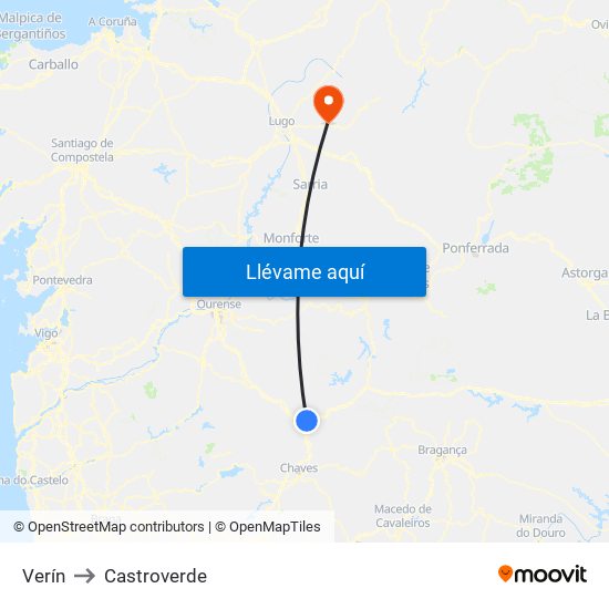 Verín to Castroverde map