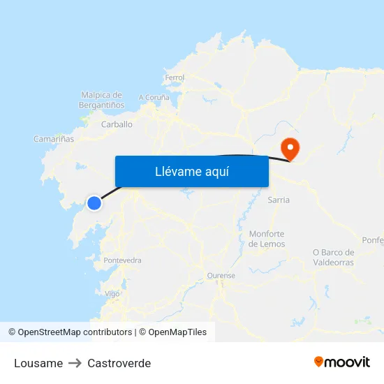 Lousame to Castroverde map