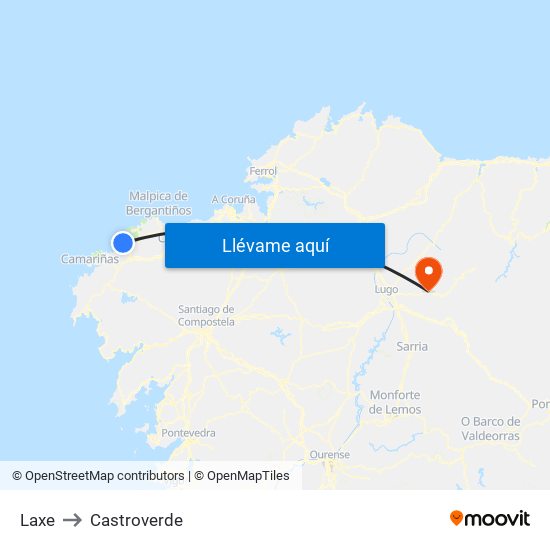 Laxe to Castroverde map