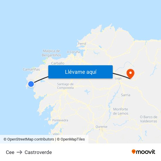 Cee to Castroverde map