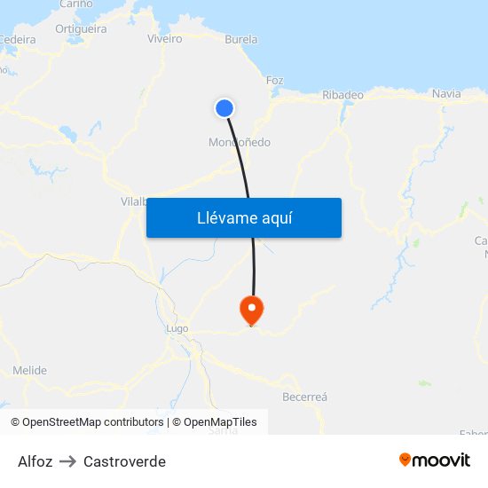 Alfoz to Castroverde map