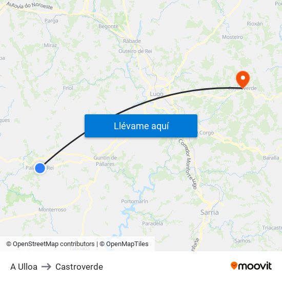 A Ulloa to Castroverde map