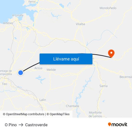 O Pino to Castroverde map