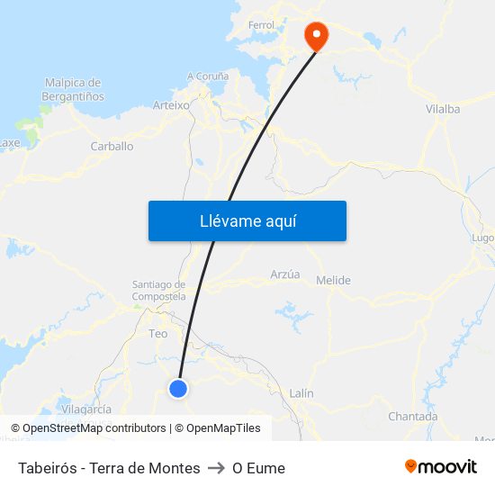 Tabeirós - Terra de Montes to O Eume map