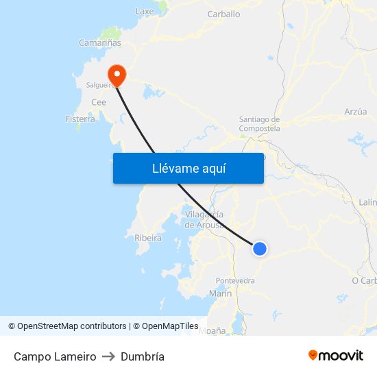Campo Lameiro to Dumbría map