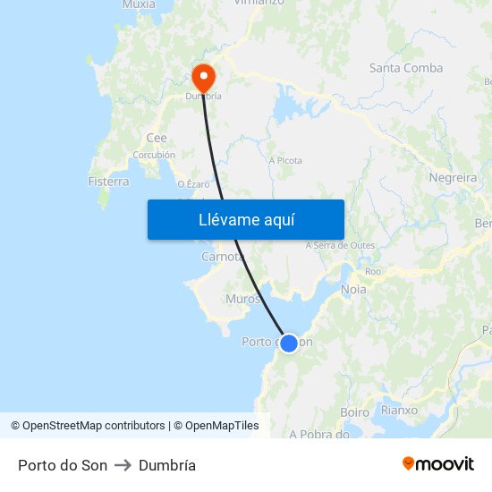 Porto do Son to Dumbría map