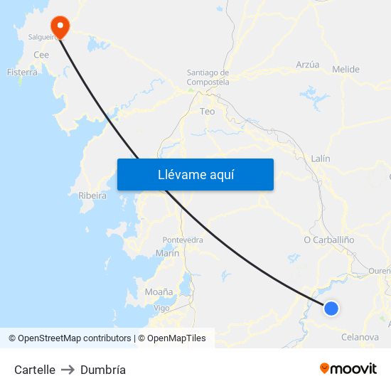 Cartelle to Dumbría map