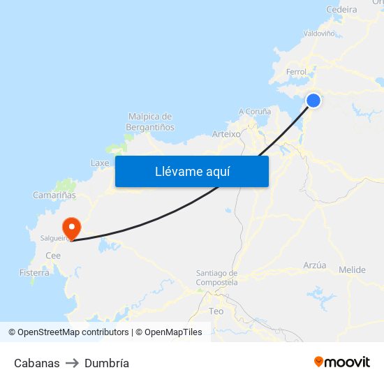 Cabanas to Dumbría map