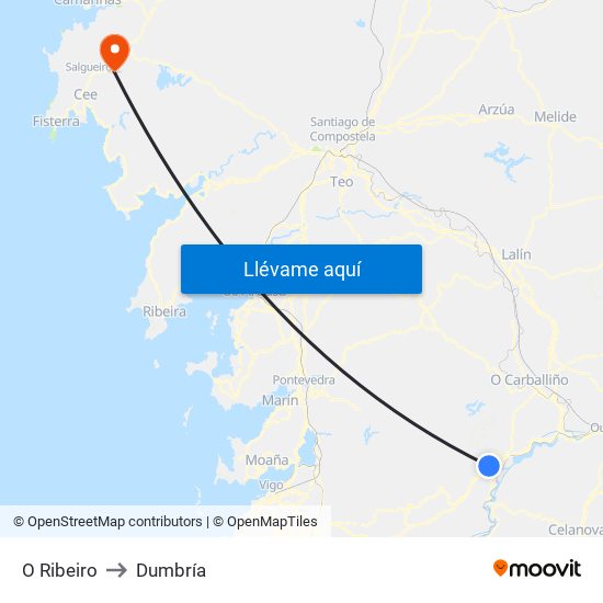 O Ribeiro to Dumbría map