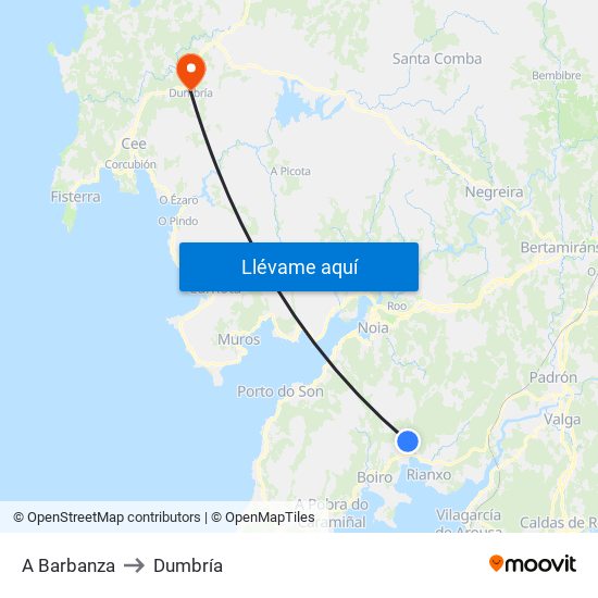 A Barbanza to Dumbría map