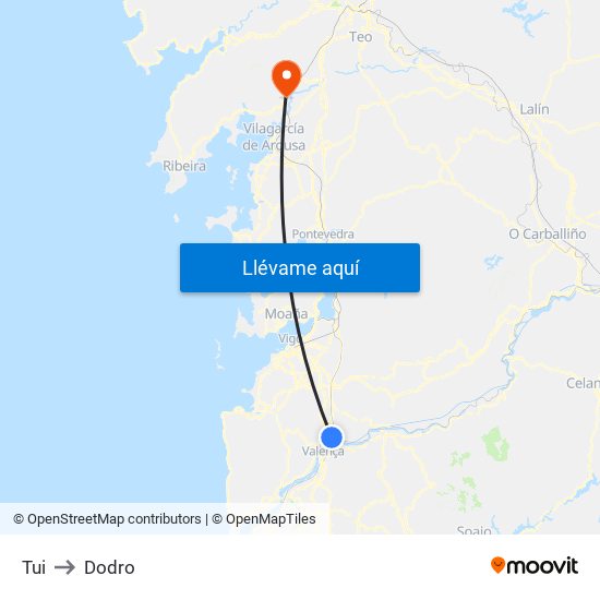 Tui to Dodro map