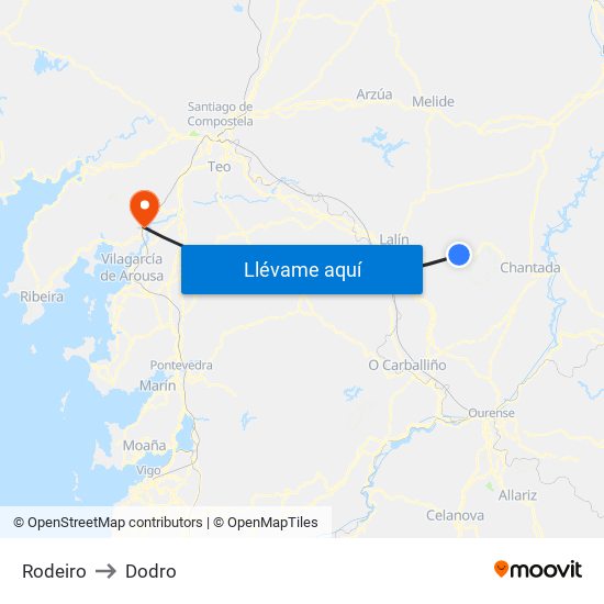 Rodeiro to Dodro map