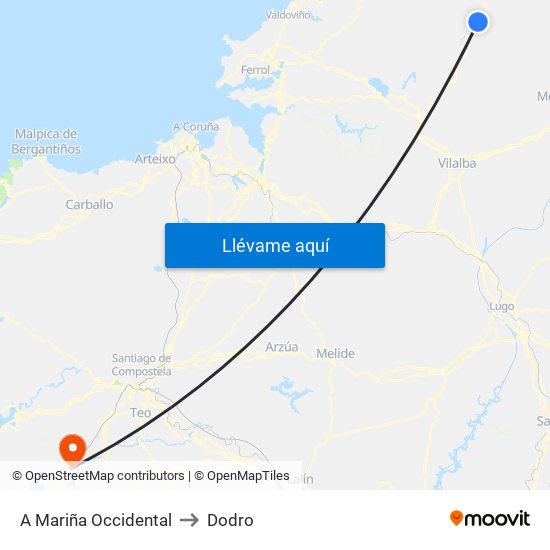 A Mariña Occidental to Dodro map