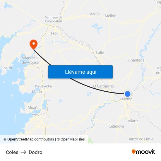 Coles to Dodro map