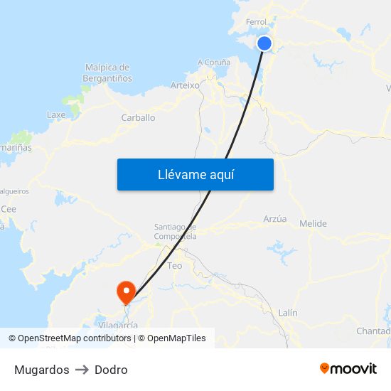 Mugardos to Dodro map