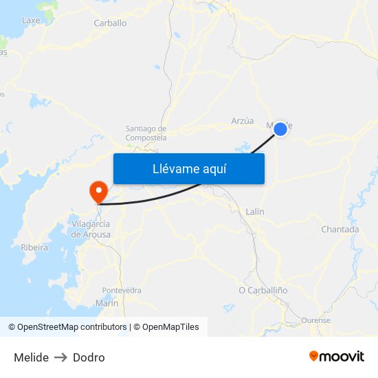 Melide to Dodro map