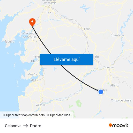 Celanova to Dodro map