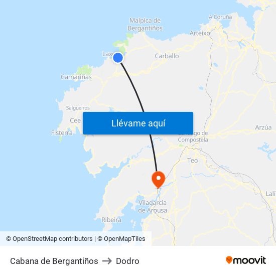 Cabana de Bergantiños to Dodro map