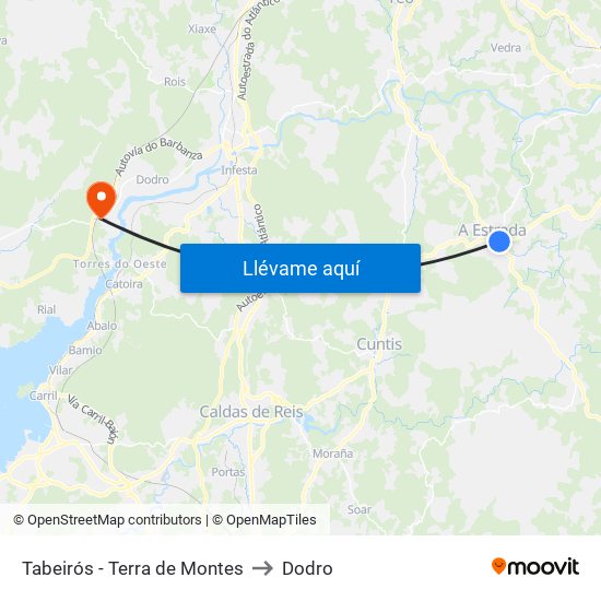 Tabeirós - Terra de Montes to Dodro map