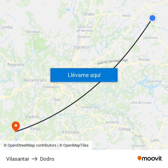 Vilasantar to Dodro map