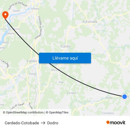 Cerdedo-Cotobade to Dodro map