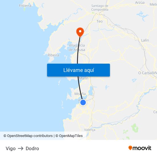 Vigo to Dodro map