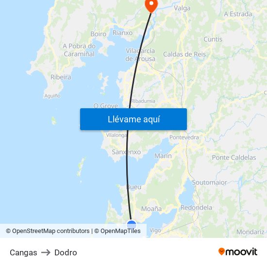 Cangas to Dodro map