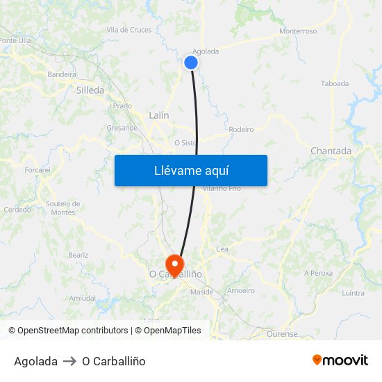 Agolada to O Carballiño map
