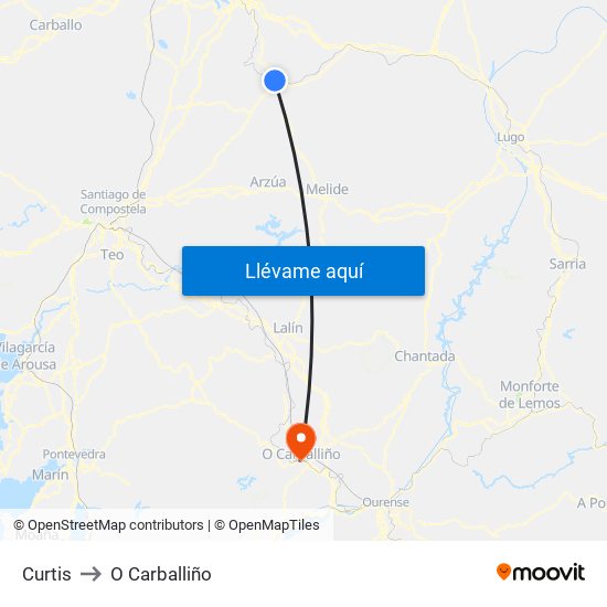 Curtis to O Carballiño map
