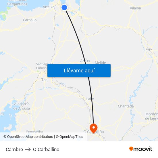 Cambre to O Carballiño map
