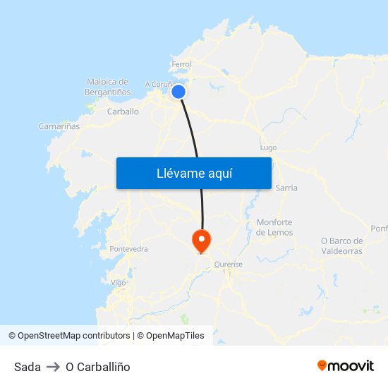 Sada to O Carballiño map