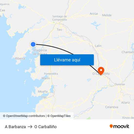A Barbanza to O Carballiño map