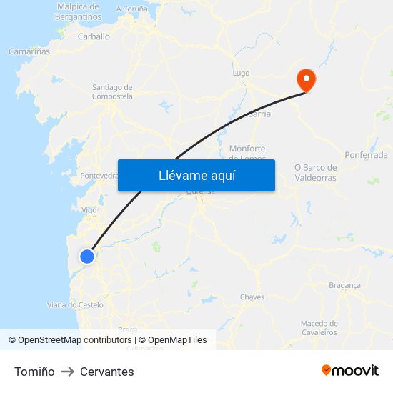 Tomiño to Cervantes map