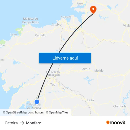 Catoira to Monfero map