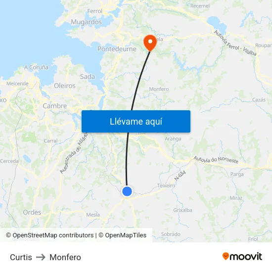 Curtis to Monfero map