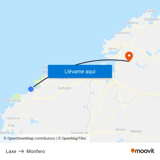 Laxe to Monfero map