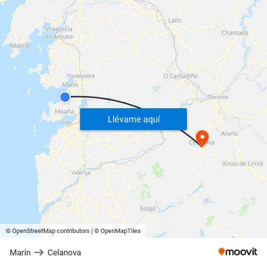 Marín to Celanova map