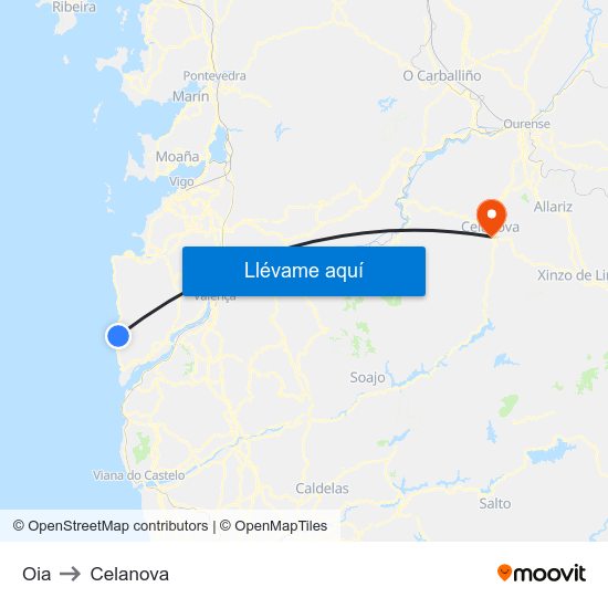 Oia to Celanova map