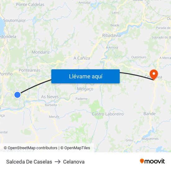 Salceda De Caselas to Celanova map
