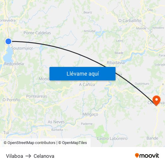 Vilaboa to Celanova map