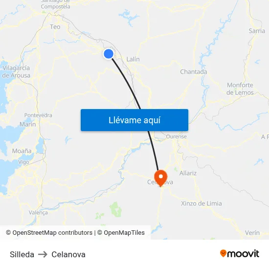 Silleda to Celanova map