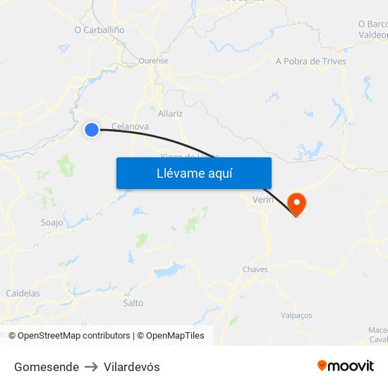 Gomesende to Vilardevós map