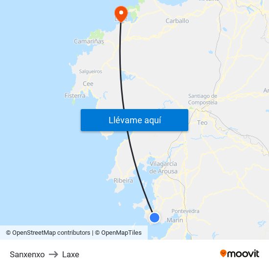 Sanxenxo to Laxe map