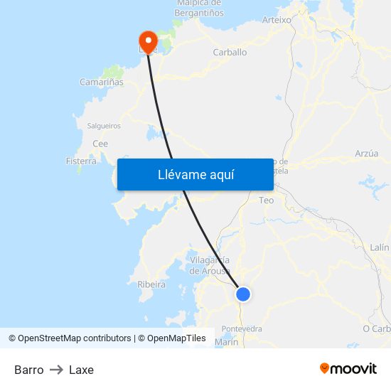 Barro to Laxe map