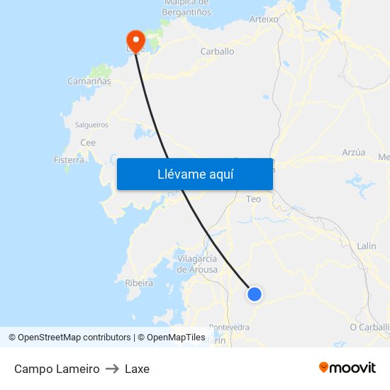 Campo Lameiro to Laxe map