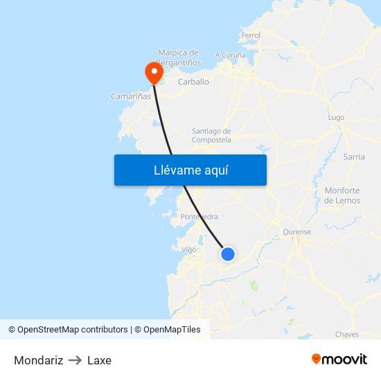 Mondariz to Laxe map