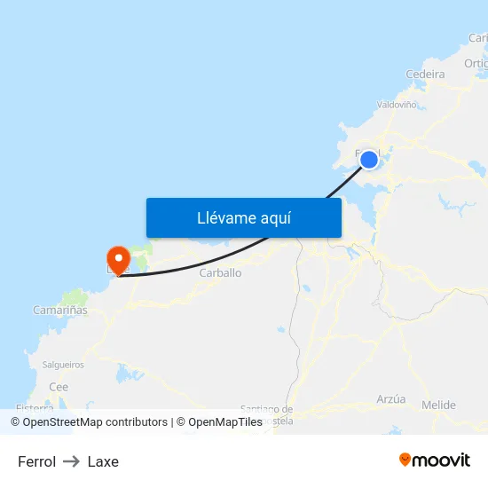Ferrol to Laxe map