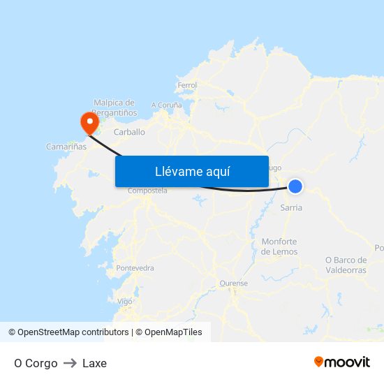 O Corgo to Laxe map