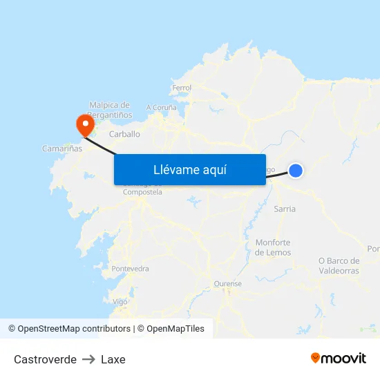 Castroverde to Laxe map