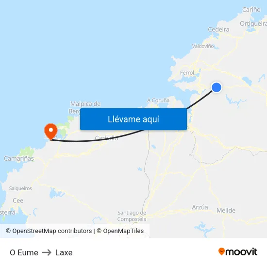O Eume to Laxe map